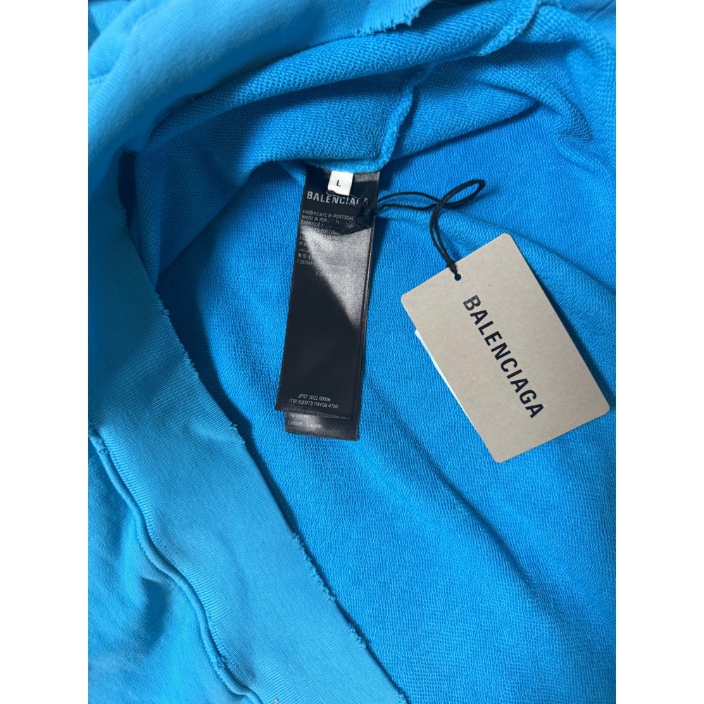 Balenciaga Campaign Logo Hoodie Blue Sky Fits Size XL New w/tags - Picture 6 of 7